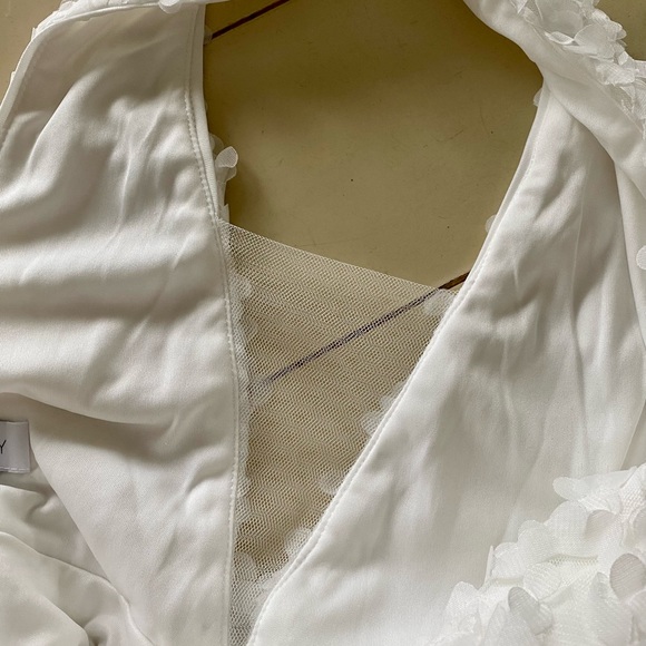 Faeriesty Plunging Neck Contrast Mermaid 3D Flower Dress - Picture 4 of 14